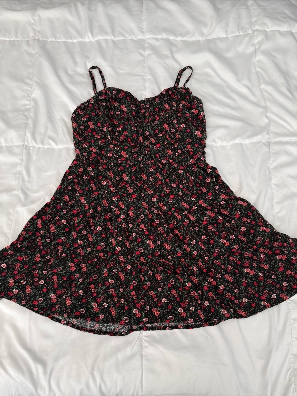 Aeropostale Black Top with Red and Pink Floral Print